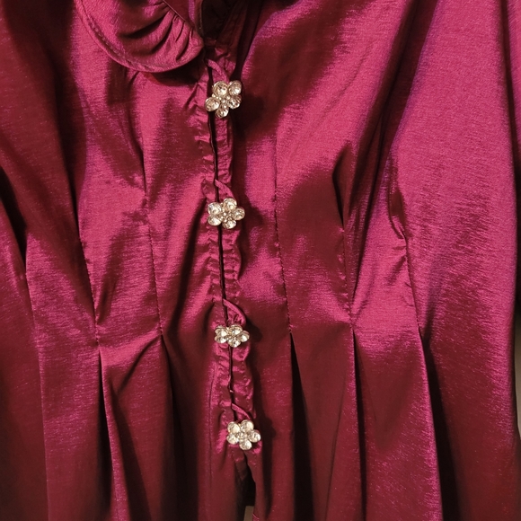 Vintage Timeless Plum Pink Ruffle Occasion button down Blouse New without tag! - Picture 3 of 9